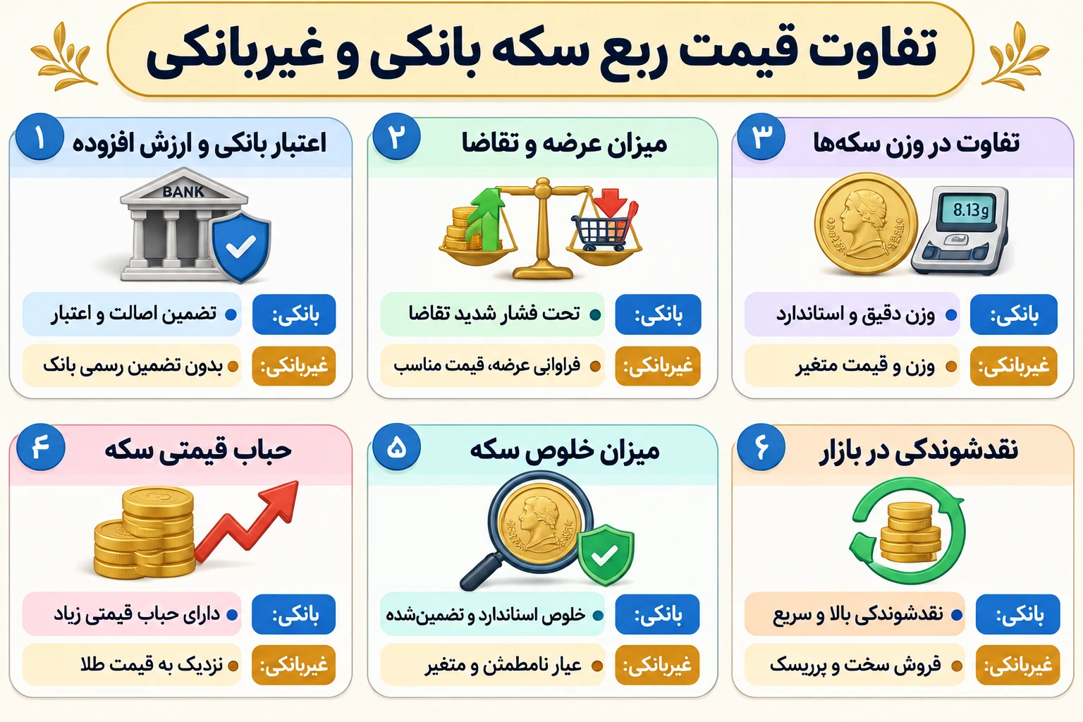 تفاوت قیمت ربع سکه بانکی و غیربانکی